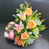 Flowered Orange Fruit Basket