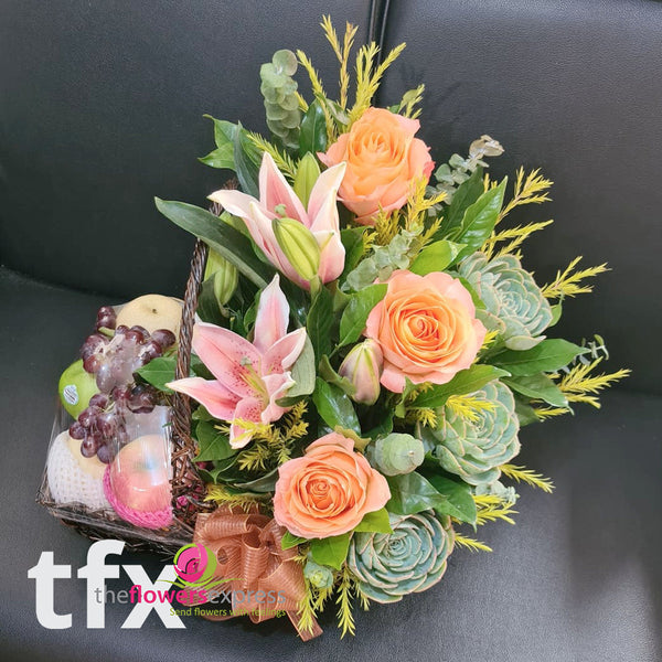 Flowered Orange Fruit Basket