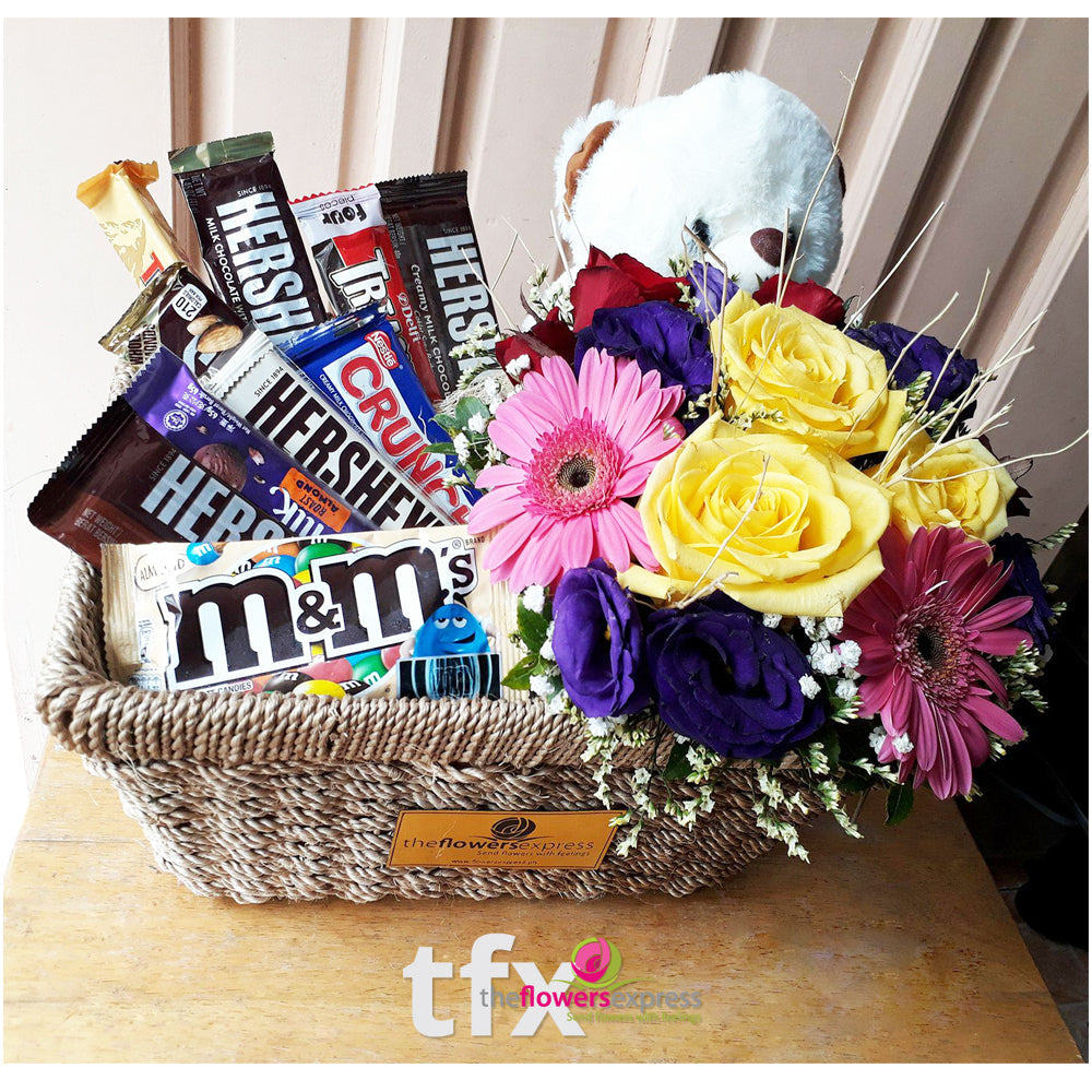 Chocolate basket with flowers